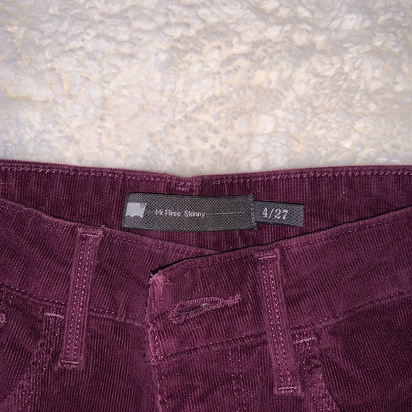 Levi’s Skinny Hi-Rise Skinny Burgundy Curduroy Jean Pants Size 4 - Picture 5 of 5